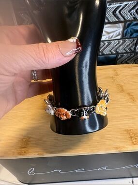 Enamel Animal Charm Bracelet in Black, Brown & Yellow